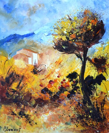 Painting titled "In Provence" by Pol Ledent, Original Artwork, Oil Mounted on Wood Stretcher frame
