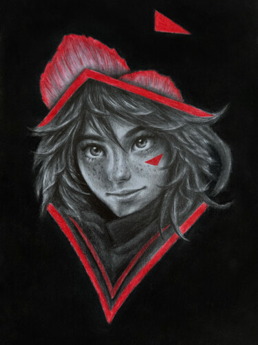 Drawing titled "red warrior" by Vitaly.Arts, Original Artwork, Pencil