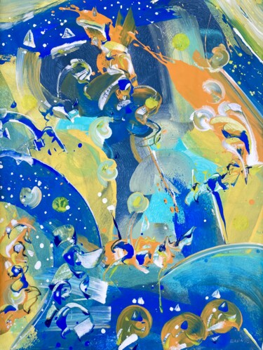 Painting titled "GENESIS IO -5-" by Delphine Bernard, Original Artwork, Acrylic Mounted on Cardboard