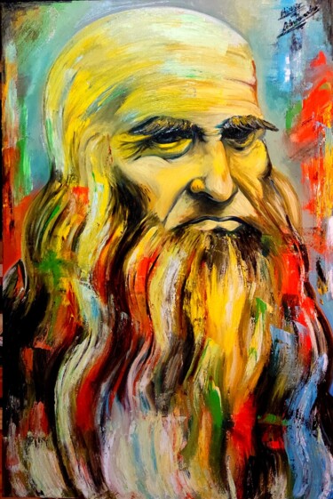 Pittura intitolato "Leonardo Da Vinci" da Alessandro Rizzo, Opera d'arte originale, Olio