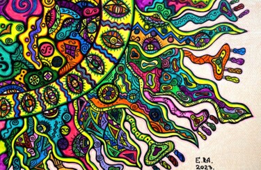 제목이 "Colored tambourine"인 미술작품 Olena Kovalenko로, 원작, 마커