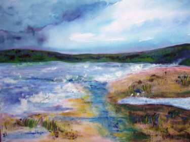 Painting titled "Paisaje Playa" by Mora Castela, Original Artwork, Acrylic