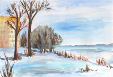 绘画 标题为“Latvian winter land…” 由Olga Strogonova, 原创艺术品, 水彩