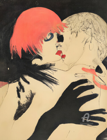Digital Arts titled "Baiser noir" by Patrik Hoffman, Original Artwork, Digital Painting