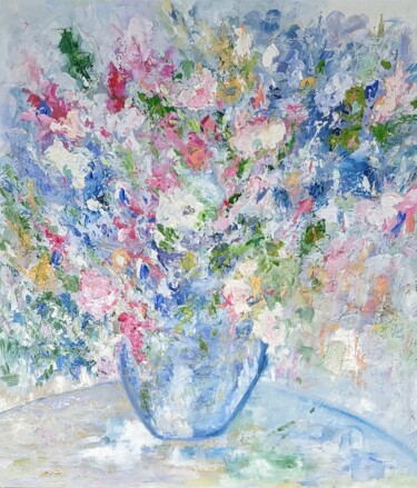 Blue spring hope ! Pittura intitolato "Blue spring hope !" da Nicole Caron, Opera d'arte originale, Olio