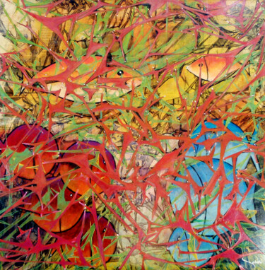 Painting titled "ENCURRALADOS" by Grácio Freitas, Original Artwork, Acrylic Mounted on Wood Stretcher frame