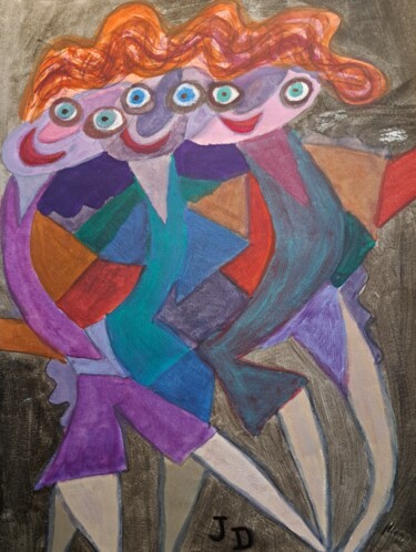Painting titled "Trio d'Amis" by Jacques Desvaux (JD), Original Artwork, Acrylic