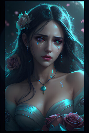 "Dreamy Woman in Fan…" başlıklı Dijital Sanat Mystic Muse tarafından, Orijinal sanat, AI tarafından oluşturulan görüntü