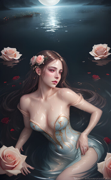 Whimsical Dream Woman "Whimsical Dream Wom…" başlıklı Dijital Sanat Mystic Muse tarafından, Orijinal sanat, AI tarafından oluşturulan görüntü