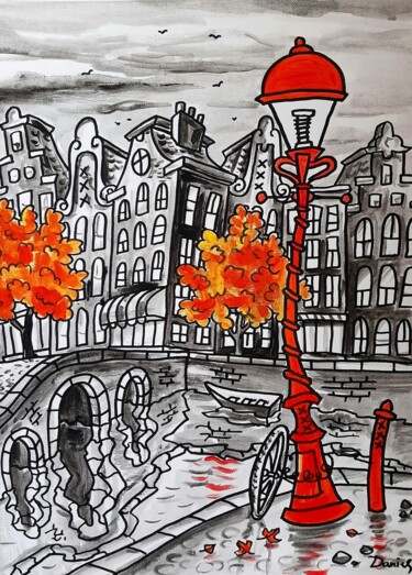 Oktober in Amsterdam Pittura intitolato "Oktober in Amsterdam" da Daniel Polyakov, Opera d'arte originale, Acrilico