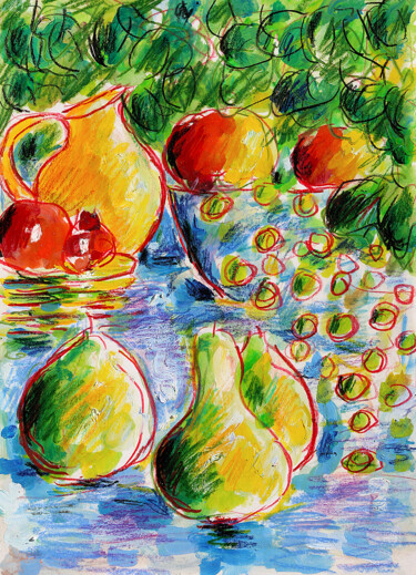 绘画 标题为“Pichet et fruits” 由Jean Mirre, 原创艺术品, 油