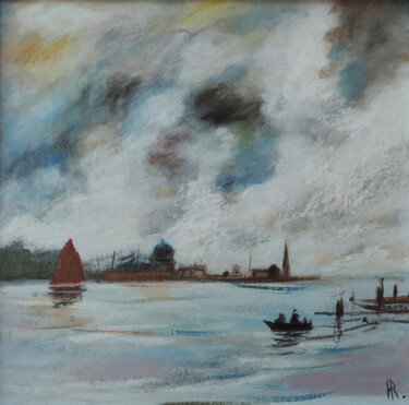 Painting titled "Voile rouge dans un…" by Hugues Renck, Original Artwork, Acrylic