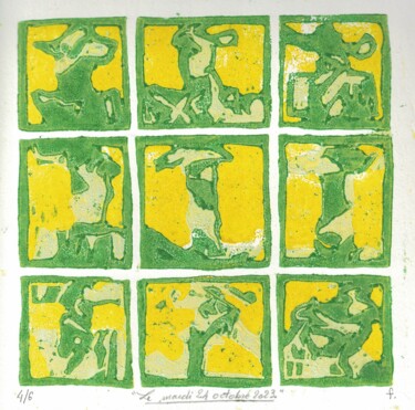 Gravures & estampes intitulée "Le mardi 24 octobre…" par Jean-Bernard Fenouillas, Œuvre d'art originale, Xylographie