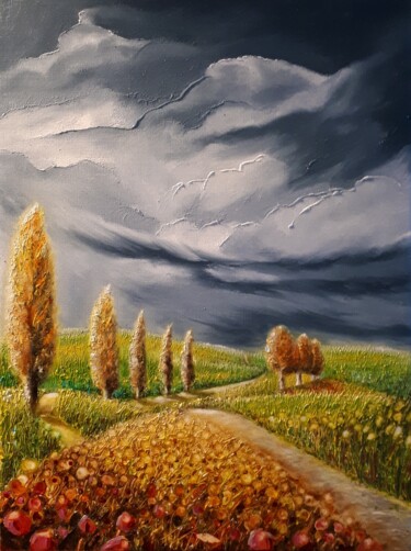 Peinture intitulée "Le raccourci vers t…" par Frédéric Letrun, Œuvre d'art originale, Huile Monté sur Panneau de bois