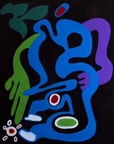Painting titled "Alarm" by Nathalie Gribinski, Original Artwork, Oil Mounted on Wood Stretcher frame