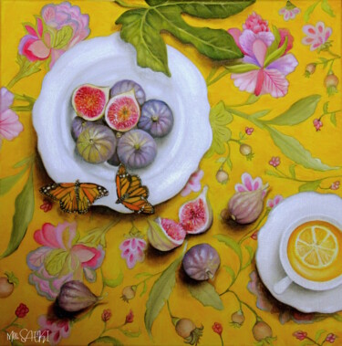 Pittura intitolato "Mielleuses octobrin…" da Mlle Saeki, Opera d'arte originale, Olio Montato su Telaio per barella in legno