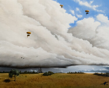 Peinture intitulée "La plaine de Perthe…" par Pascal Genevois, Œuvre d'art originale, Huile Monté sur Châssis en bois