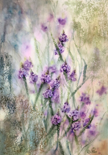 Flowers Watercolor Wildflower Painting Fleurs 绘画 标题为“Flowers Watercolor…” 由Lolita Ros, 原创艺术品, 水彩