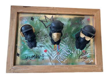 Sculpture intitulée "Tableau Jungle "Les…" par Jordan Jeffray, Œuvre d'art originale, Acrylique Monté sur Panneau de bois