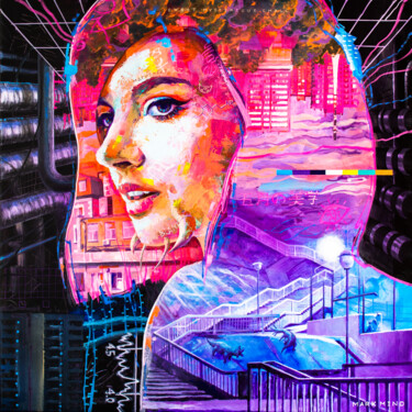 绘画 标题为“Deep city passers-by” 由Mark Kucherov, 原创艺术品, 丙烯
