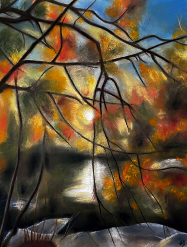 Peinture intitulée "En bord de Lez" par Anne Brigaud, Œuvre d'art originale, Pastel