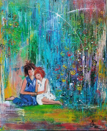 Tendresse Peinture intitulée "Tendresse" par Bea Madelenat, Œuvre d'art originale, Acrylique Monté sur Châssis en bois