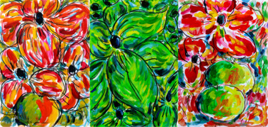 Peinture intitulée "Fleurs contre dicta…" par Jean Mirre, Œuvre d'art originale, Huile