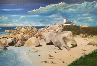 Peinture intitulée "Phare de Brignogan" par Patrick Bigeon, Œuvre d'art originale, Acrylique