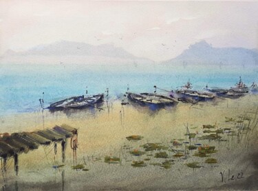 Schilderij getiteld "The ghosts of dawn" door Viktoriia Lebedynska, Origineel Kunstwerk, Aquarel