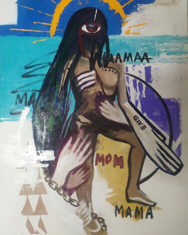 Painting titled "Мать" by Giulnara Cham, Original Artwork, Oil