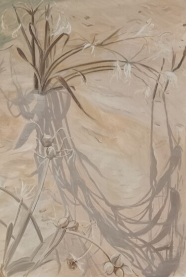 Painting titled "Sea Lilies 2" by Petra Schepens, Original Artwork, Acrylic Mounted on Wood Stretcher frame