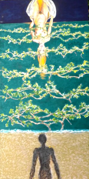 Peinture intitulée "Les vignes de la mer" par Jean François Poussard, Œuvre d'art originale, Huile