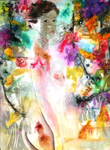 Peinture intitulée "Elle est habillé de…" par Roger Boubenec, Œuvre d'art originale, Aquarelle