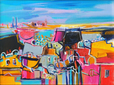 Peinture intitulée "Pays fantasque" par Muriel Cayet, Œuvre d'art originale, Acrylique Monté sur Châssis en bois
