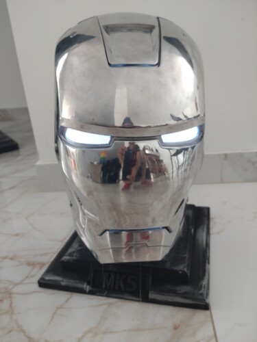 Sculpture intitulée "Casque Iron Man" par D.S.A.Rt, Œuvre d'art originale, Aluminium