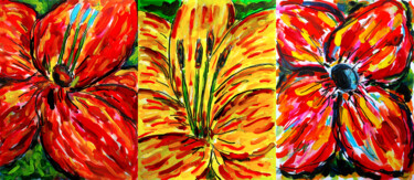 Peinture intitulée "Gros plan fleurs" par Jean Mirre, Œuvre d'art originale, Huile