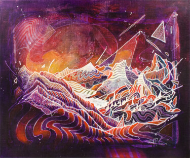 「La grande pyramide」というタイトルの絵画 Matt.Bによって, オリジナルのアートワーク, アクリル ウッドストレッチャーフレームにマウント