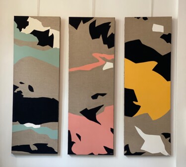 Painting titled "Territoire 2, 3, 4…" by Clara Ramirez Katz, Original Artwork, Oil Mounted on Wood Stretcher frame