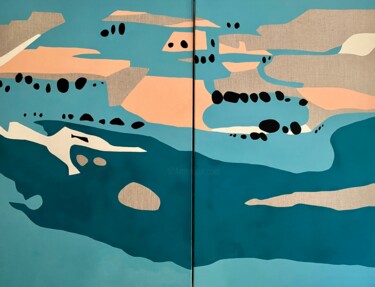 绘画 标题为“Territoire 1 Diptyq…” 由Clara Ramirez Katz, 原创艺术品, 颜料 安装在木质担架架上