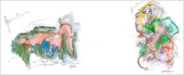 Digital Arts titled "interest in duck" by Dima Dima Vil Ms Wilms (Rok Zivopisec Rock Painter), Original Artwork, Watercolor