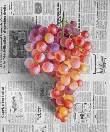 Weintrauben auf Zeitung 绘画 标题为“Weintrauben auf Zei…” 由Elena Tronina, 原创艺术品, 油