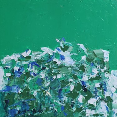 Painting titled "cromatico mare verde" by Domenico Asmone, Original Artwork, Oil Mounted on Wood Stretcher frame