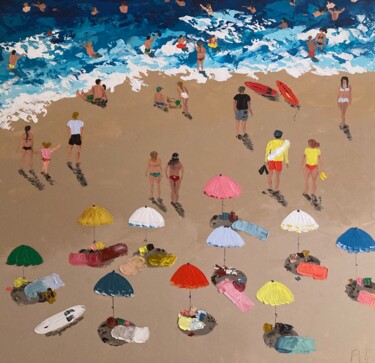 绘画 标题为“Plage naïve” 由Audrey Faurie, 原创艺术品, 丙烯 安装在木质担架架上