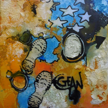 Painting titled "J'AI MARCHÉ SUR LA…" by Claude Géan, Original Artwork, Acrylic Mounted on Wood Stretcher frame