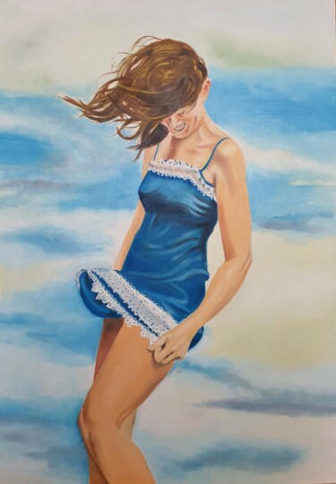 Schilderij getiteld "Windy 2" door Lacasa, Origineel Kunstwerk, Olie Gemonteerd op Andere stijve panelen