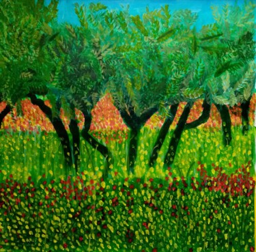 Peinture intitulée "Oliveraie" par Majolambeau, Œuvre d'art originale, Acrylique Monté sur Châssis en bois