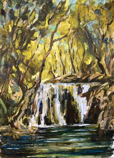 Ζωγραφική με τίτλο "Waterfall" από Алсу Юсупова, Αυθεντικά έργα τέχνης, Λάδι