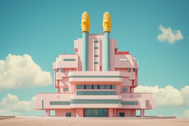 数字艺术 标题为“Pink Facade B” 由Thapsus, 原创艺术品, AI生成的图像
