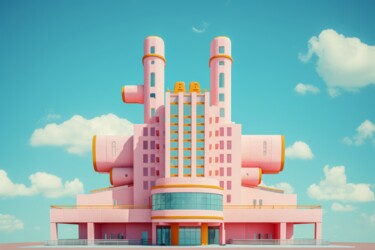 数字艺术 标题为“Pink Facade J” 由Thapsus, 原创艺术品, AI生成的图像