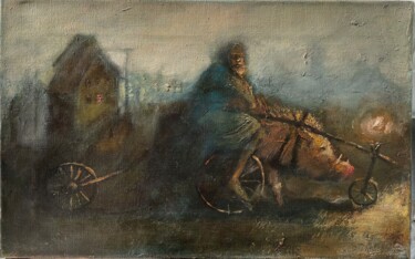 Tricycle 「Tricycle」というタイトルの絵画 Sergii Shkoliarによって, オリジナルのアートワーク, オイル ウッドストレッチャーフレームにマウント